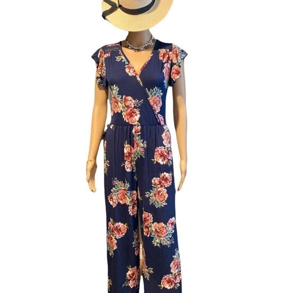 Loveappella valentina crochet trim knit jumpsuit